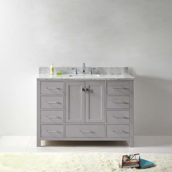 Virtu USA GS-50048-WMSQ-CG-NM Caroline Avenue 48" Single Bath Vanity in Cashmere Grey with Marble Top and Square Sink