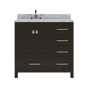 Virtu USA GS-50036-WMRO-ES-NM Caroline Avenue 36" Single Bath Vanity in Espresso with Marble Top and Round Sink