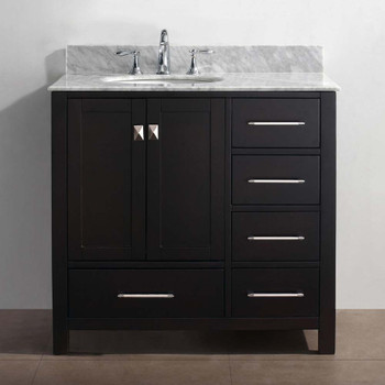 Virtu USA GS-50036-WMRO-ES-NM Caroline Avenue 36" Single Bath Vanity in Espresso with Marble Top and Round Sink