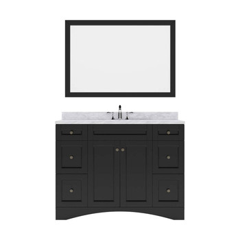 Virtu USA ES-32048-WMRO-ES Elise 48" Single Bath Vanity in Espresso with Marble Top and Round Sink with Mirror