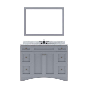 Virtu USA ES-32048-WMRO-GR Elise 48" Single Bath Vanity in Grey with Marble Top and Round Sink with Mirror