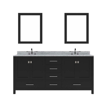 Virtu USA GD-50072-WMRO-ES-020 Caroline Avenue 72" Double Bath Vanity in Espresso with Marble Top and Round Sink with Mirrors