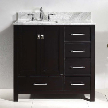 Virtu USA GS-50036-WMSQ-ES-NM Caroline Avenue 36" Single Bath Vanity in Espresso with Marble Top and Square Sink