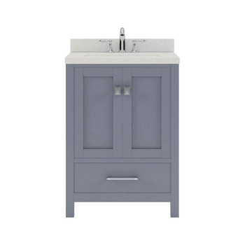 Virtu USA GS-50024-DWQSQ-GR-NM Caroline Avenue 24" Single Bath Vanity in Grey with Dazzle White Top and Square Sink