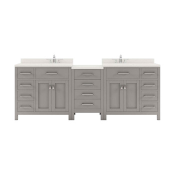 Virtu USA MD-2193-DWQSQ-CG-NM Caroline Parkway 93" Double Bath Vanity in Cashmere Grey with Dazzle White Top and Square Sink