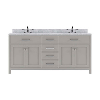 Virtu USA MD-2072-WMSQ-CG-NM Caroline 72" Double Bath Vanity in Cashmere Grey with Marble Top and Square Sink
