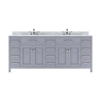 Virtu USA MD-2178-WMSQ-GR-NM Caroline Parkway 78" Double Bath Vanity in Grey with Marble Top and Square Sink