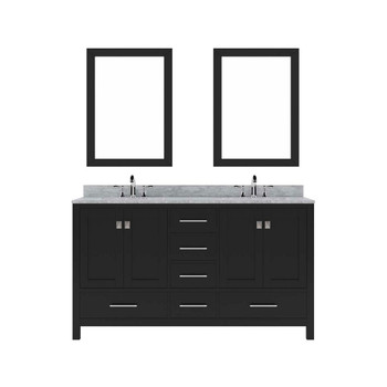 Virtu USA GD-50060-WMRO-ES-020 Caroline Avenue 60" Double Bath Vanity in Espresso with Marble Top and Round Sink with Mirrors