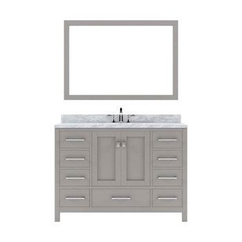 Virtu USA GS-50048-WMRO-CG-002 Caroline Avenue 48" Single Bath Vanity in Cashmere Grey with Marble Top and Round Sink with Polished Chrome Faucet and Mirror