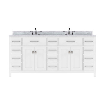 Virtu USA MD-2172-WMSQ-WH-NM Caroline Parkway 72" Double Bath Vanity in White with Marble Top and Square Sink
