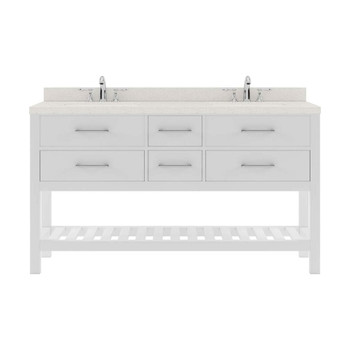 Virtu USA MD-2260-DWQRO-WH-NM Caroline Estate 60" Double Bath Vanity in White with Dazzle White Top and Round Sink