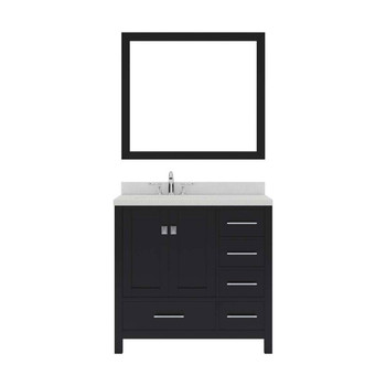 Virtu USA GS-50024-DWQSQ-ES Caroline Avenue 24" Single Bath Vanity in Espresso with Dazzle White Top and Square Sink with Mirror