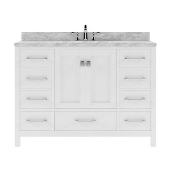 Virtu USA GS-50048-WMRO-WH-NM Caroline Avenue 48" Single Bath Vanity in White with Marble Top and Round Sink