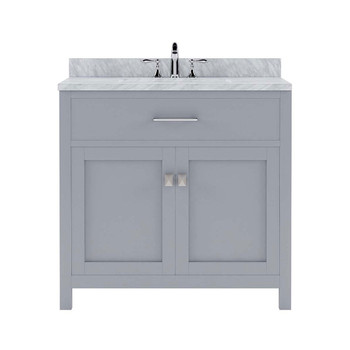 Virtu USA MS-2036-WMRO-GR-NM Caroline 36" Single Bath Vanity in Grey with Marble Top and Round Sink