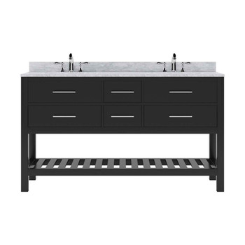 Virtu USA MD-2260-WMSQ-ES-NM Caroline Estate 60" Double Bath Vanity in Espresso with Marble Top and Square Sink