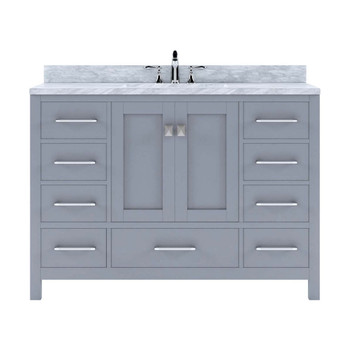 Virtu USA GS-50048-WMSQ-GR-NM Caroline Avenue 48" Single Bath Vanity in Grey with Marble Top and Square Sink