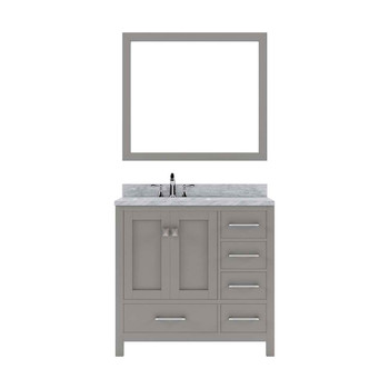 Virtu USA GS-50036-WMSQ-CG-001 Caroline Avenue 36" Single Bath Vanity in Cashmere Grey with Marble Top and Square Sink with Brushed Nickel Faucet and Mirror