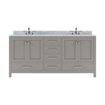 Virtu USA GD-50072-WMRO-CG-NM Caroline Avenue 72" Double Bath Vanity in Cashmere Grey with Marble Top and Round Sink