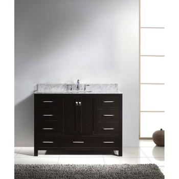 Virtu USA GS-50048-WMSQ-ES-NM Caroline Avenue 48" Single Bath Vanity in Espresso with Marble Top and Square Sink