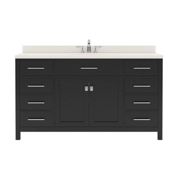 Virtu USA MS-2060-DWQRO-ES-NM Caroline 60" Single Bath Vanity in Espresso with Dazzle White Top and Round Sink