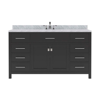 Virtu USA MS-2060-WMRO-ES-001-NM Caroline 60" Single Bath Vanity in Espresso with Marble Top and Round Sink with Brushed Nickel Faucet