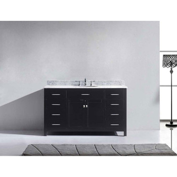 Virtu USA MS-2060-WMRO-ES-NM Caroline 60" Single Bath Vanity in Espresso with Marble Top and Round Sink