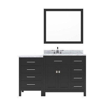 Virtu USA MS-2157R-WMRO-ES-002 Caroline Parkway 57" Single Bath Vanity in Espresso with Marble Top and Round Sink with Polished Chrome Faucet and Mirror