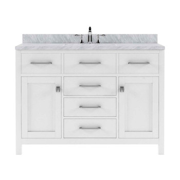 Virtu USA MS-2048-WMRO-WH-NM Caroline 48" Single Bath Vanity in White with Marble Top and Round Sink