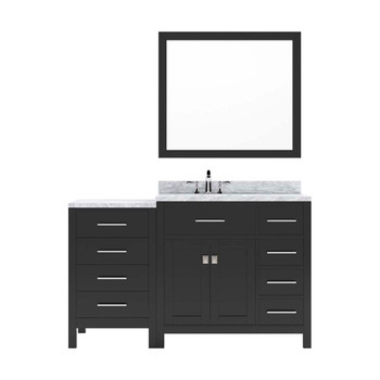 Virtu USA MS-2157R-WMRO-ES Caroline Parkway 57" Single Bath Vanity in Espresso with Marble Top and Round Sink with Mirror