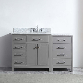 Virtu USA MS-2157L-WMSQ-CG-NM Caroline Parkway 57" Single Bath Vanity in Cashmere Grey with Marble Top and Square Sink