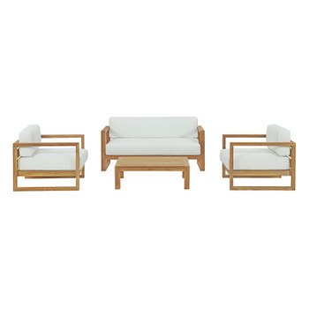 Modway Upland 4 Piece Outdoor Patio Teak Set EEI-3116-NAT-WHI-SET Natural White