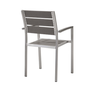 Modway Shore Outdoor Patio Aluminum Dining Armchair EEI-3130-SLV-GRY Silver Gray