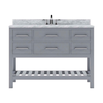 Virtu USA MS-2248-WMSQ-GR-001-NM Caroline Estate 48" Single Bath Vanity in Grey with Marble Top and Square Sink with Brushed Nickel Faucet