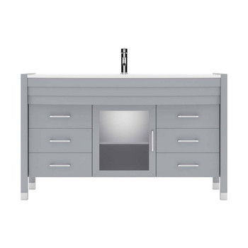 Virtu USA MS-5055-S-GR-NM Ava 55" Single Bath Vanity in Grey with White Engineered Stone Top and Round Sink with Polished Chrome Faucet