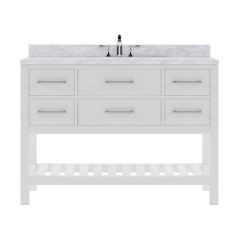 Virtu USA MS-2248-WMSQ-WH-001-NM Caroline Estate 48" Single Bath Vanity in White with Marble Top and Square Sink with Brushed Nickel Faucet