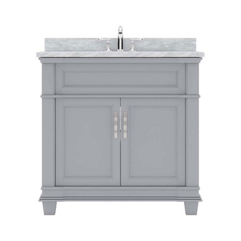 Virtu USA MS-2636-WMSQ-GR-NM Victoria 36" Single Bath Vanity in Grey with Marble Top and Square Sink
