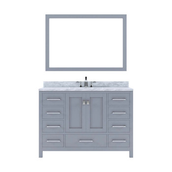 Virtu USA GS-50048-WMSQ-GR Caroline Avenue 48" Single Bath Vanity in Grey with Marble Top and Square Sink with Mirror