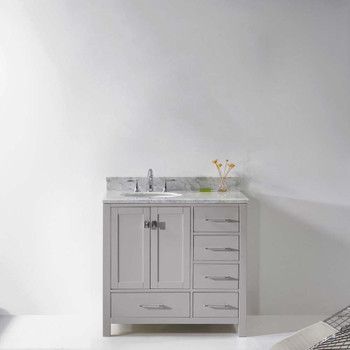 Virtu USA GS-50036-WMRO-CG-NM Caroline Avenue 36" Single Bath Vanity in Cashmere Grey with Marble Top and Round Sink