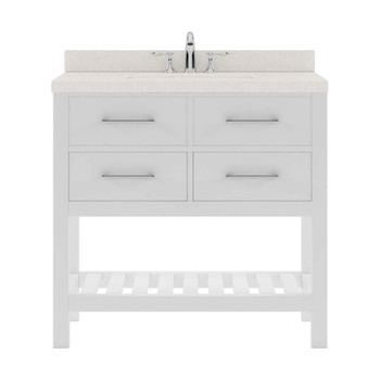 Virtu USA MS-2236-DWQSQ-WH-NM Caroline Estate 36" Single Bath Vanity in White with Dazzle White Top and Square Sink