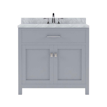 Virtu USA MS-2036-WMSQ-GR-NM Caroline 36" Single Bath Vanity in Grey with Marble Top and Square Sink