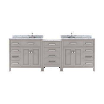 Virtu USA MD-2193-WMSQ-CG-001-NM Caroline Parkway 93" Double Bath Vanity in Cashmere Grey with Marble Top and Square Sink with Brushed Nickel Faucet