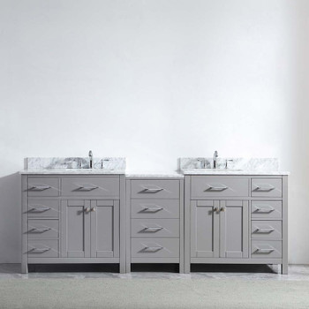 Virtu USA MD-2193-WMSQ-CG-002-NM Caroline Parkway 93" Double Bath Vanity in Cashmere Grey with Marble Top and Square Sink with Polished Chrome Faucet