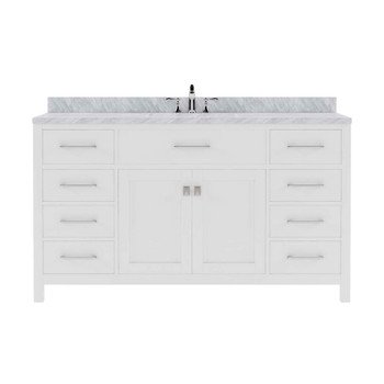 Virtu USA MS-2060-WMRO-WH-001-NM Caroline 60" Single Bath Vanity in White with Marble Top and Round Sink with Brushed Nickel Faucet