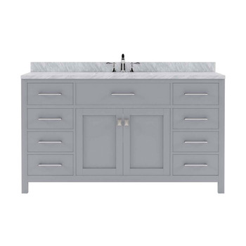 Virtu USA MS-2060-WMSQ-GR-NM Caroline 60" Single Bath Vanity in Gray with White Marble Top and Square Sink