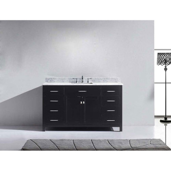 Virtu USA MS-2060-WMSQ-ES-NM Caroline 60" Single Bath Vanity in Espresso with White Marble Top and Square Sink