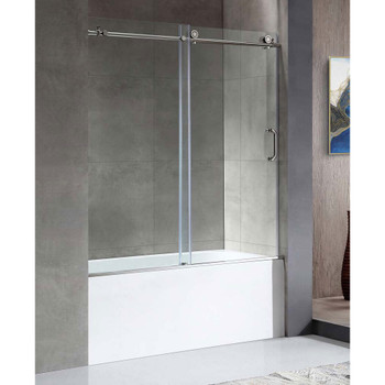 ANZZI 5 Ft. Acrylic Right Drain Rectangle Tub In White with 60" x 62" Frameless Sliding Tub Door In Polished Chrome - SD1701CH-3060R