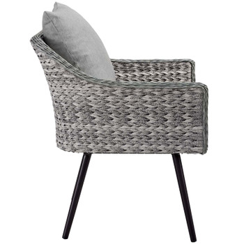 Modway Endeavor 3 Piece Outdoor Patio Wicker Rattan Loveseat and Armchair Set EEI-3175-GRY-GRY-SET Gray