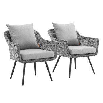 Modway Endeavor Armchair Outdoor Patio Wicker Rattan Set of 2 EEI-3176-GRY-GRY-SET Gray Gray