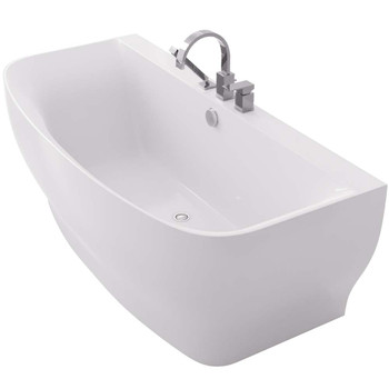 ANZZI Bank Series 5.41 Ft. Freestanding Bathtub with Deck Mounted Faucet In White - FT-FR112473CH