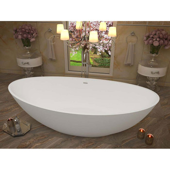 ANZZI Masoko 6.2 Ft. Solid Surface Center Drain Freestanding Bathtub In Matte White - FT-AZ8420